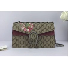 Gucci 400249 Dionysus GG Blooms Print Shoulder Bag Burgundy