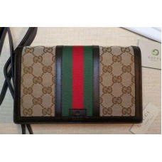 Gucci 409439 Vintage Web Wallet with Strap Coffee