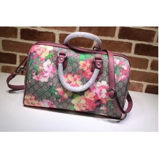 Gucci 409527 GG Supreme Blooms Boston Bag Wine