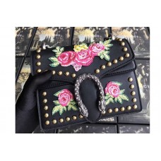 Gucci 421970 Dionysus Blooms Original Leather Shoulder Bag Black