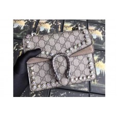 Gucci 421970 Dionysus GG Supreme With Crystals Mini Bag Beige