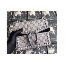 Gucci 421970 Dionysus GG Supreme With Crystals Mini Bag Black