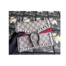 Gucci 421970 Dionysus GG Supreme With Crystals Mini Bag Red