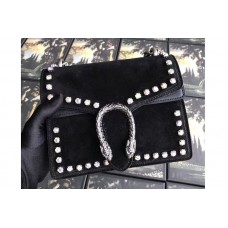 Gucci 421970 Dionysus Suede Mini Bag with Crystals Black