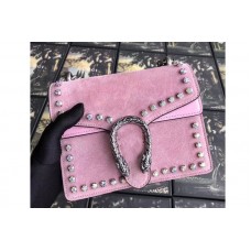 Gucci 421970 Dionysus Suede Mini Bag Pink with Crystals