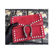 Gucci 421970 Dionysus Suede Mini Bag Red with Crystals