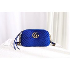 Gucci 447632 GG Marmont velvet small shoulder bag Blue