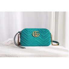 Gucci 447632 GG Marmont velvet small shoulder bag Green