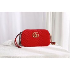 Gucci 447632 GG Marmont velvet small shoulder bag Red