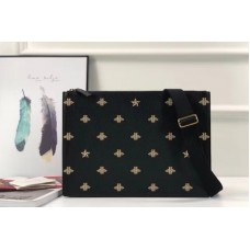 Gucci 450976 Bee Star leather messenger Black