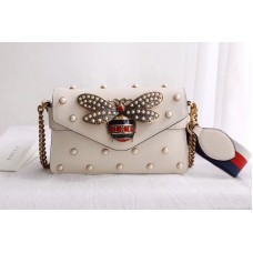 Gucci 453778 Broadway Leather Clutch White