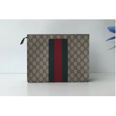 Gucci 475316 GG Supreme Web cosmetic case Brown