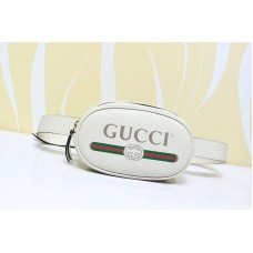 Gucci 476434 GG Calfskin Leather With Print belt bags White