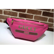 Gucci 493869 Print Leather Vintage Logo Belt Bag Fuchsia