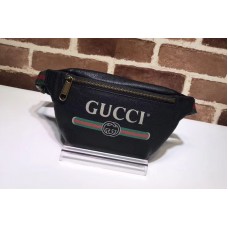 Gucci 493869 Print Leather Vintage Logo Belt Bag Black