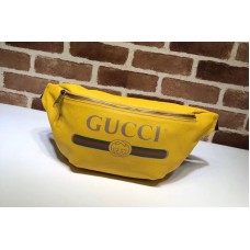 Gucci 493869 Print Leather Vintage Logo Belt Bag Yellow