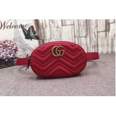 Gucci 491294 GG Marmont Red Original Leather Belt Bag