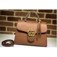 Gucci 421890 GG Marmont Leather Top Handle Bags Brown