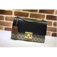 Gucci 409486 Padlock GG Supreme Shoulder Bags Black