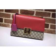 Gucci 409486 Padlock GG Supreme Shoulder Bags Red