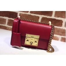 Gucci 409487 Padlock Leather Shoulder Bag Red