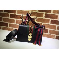 Gucci 421882 Sylvie Leather Shoulder Bags Black