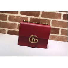 Gucci 431384 GG Marmont Leather Shoulder Bag Red