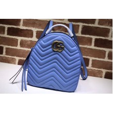 Gucci 476671 GG Marmont Quilted Leather Backpack Blue