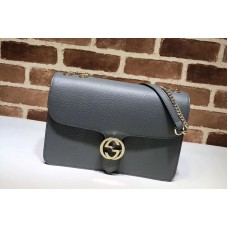 Gucci 510303 Interlocking GG Leather Crossbody Bags Grey