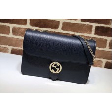 Gucci 510303 Interlocking GG Leather Crossbody Bags Navy Blue