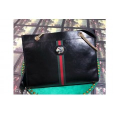 Gucci 537219 Rajah Large Tote Bags Black Leather