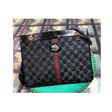 Gucci 537219 Rajah Large Tote Bags Black Velvet