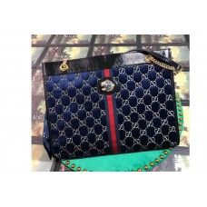 Gucci 537219 Rajah Large Tote Bags Blue Velvet