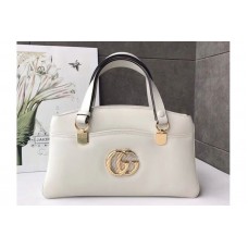 Gucci 550130 Arli Large Top Handle Bag White Leather