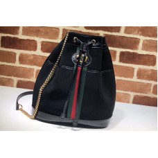 Gucci 553961 Rajah Medium Suede Bucket Bags Black