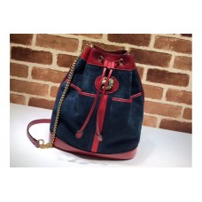 Gucci 553961 Rajah Medium Suede Bucket Bags Blue