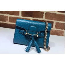 Gucci 449636 Blue Micro GG Guccissima Leather MINI Emily Crossbody Purse Bags