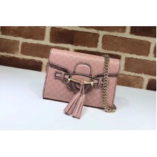 Gucci 449636 Pink Micro GG Guccissima Leather MINI Emily Crossbody Purse Bags