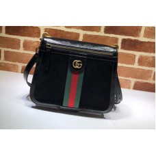 Gucci 523658 GG Supreme Suede shoulder bags Black