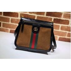 Gucci 523658 GG Supreme Suede shoulder bags Brown