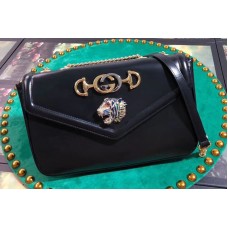 Gucci 537241 Rajah medium shoulder bags Black leather