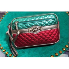 Gucci 540985 Laminated Leather Clutch Bag Green and Red