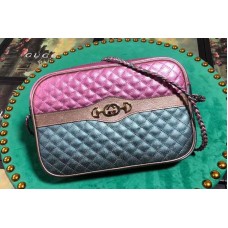 Gucci 541061 Laminated Leather Small Shoulder Bag Pink And Green