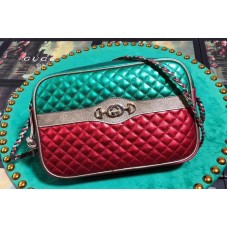 Gucci 541061 Laminated Leather Small Shoulder Bag Red And Green