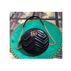 Gucci 550154 GG Marmont mini round shoulder bag Black leather