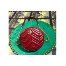 Gucci 550154 GG Marmont mini round shoulder bag Red leather