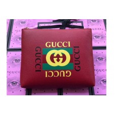 Gucci 500981 Print leather medium portfolio Red Leather