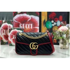 Gucci 443497 GG Marmont small shoulder bags Black leather