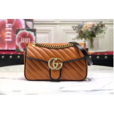 Gucci 443497 GG Marmont small shoulder bags cognac leather