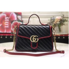 Gucci 498110 GG Marmont small top handle bag Black leather